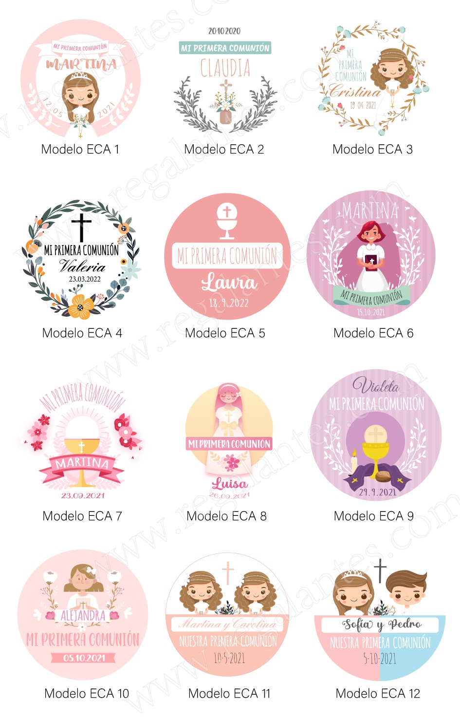 Diferentes modelos de diseño para comunión de niña